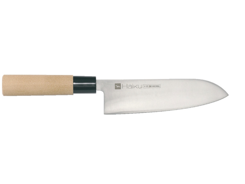 Couteau santoku 17 cm acier bois unie Haiku