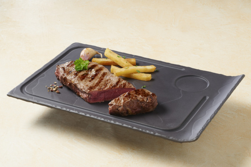 Assiette à steak rectangulaire noir porcelaine culinaire 33x22 cm Basalt Revol