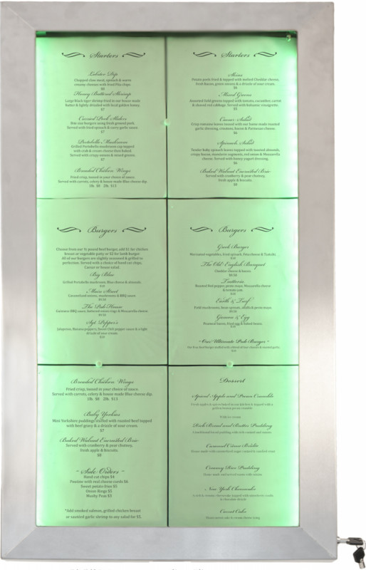 Porte-menu lumineux rectangulaire 6 pages led Securit