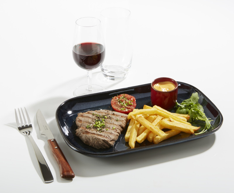 Assiette à steak rectangulaire bleu grès émaillé 29x19,5 cm Gres Couleur Pro.mundi