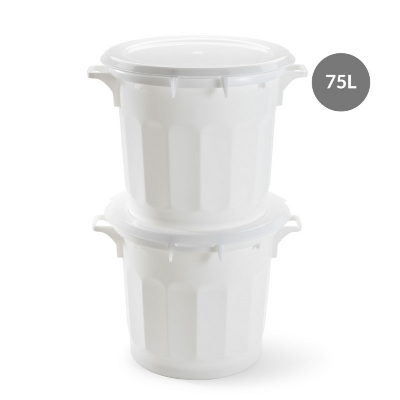 Couvercle plat pour bac 75 L rond blanc plastique Ø 61 cm 8,5 cm Gilac