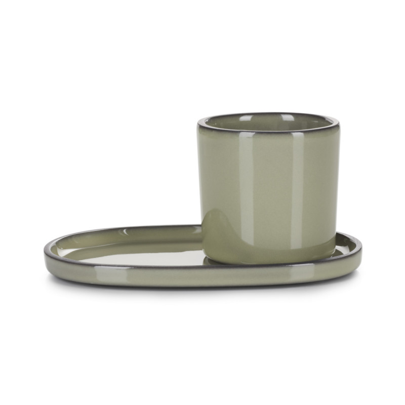 Sous-tasse à expresso ovale vert porcelaine culinaire 13,5 cm Caractere Revol