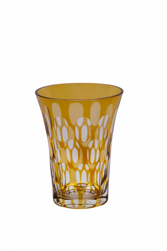 Gobelet forme haute jaune verre 27 cl Twins Geminiano Cozzi Venezia 1765