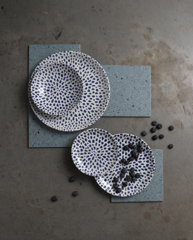 Assiette coupe plate rond bleu porcelaine vitrifiée Ø 28,8 cm Terrazzo Dudson