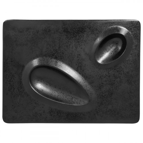 Assiette plate rectangulaire noir porcelaine vitrifiée 32,1x24 cm Create Rak