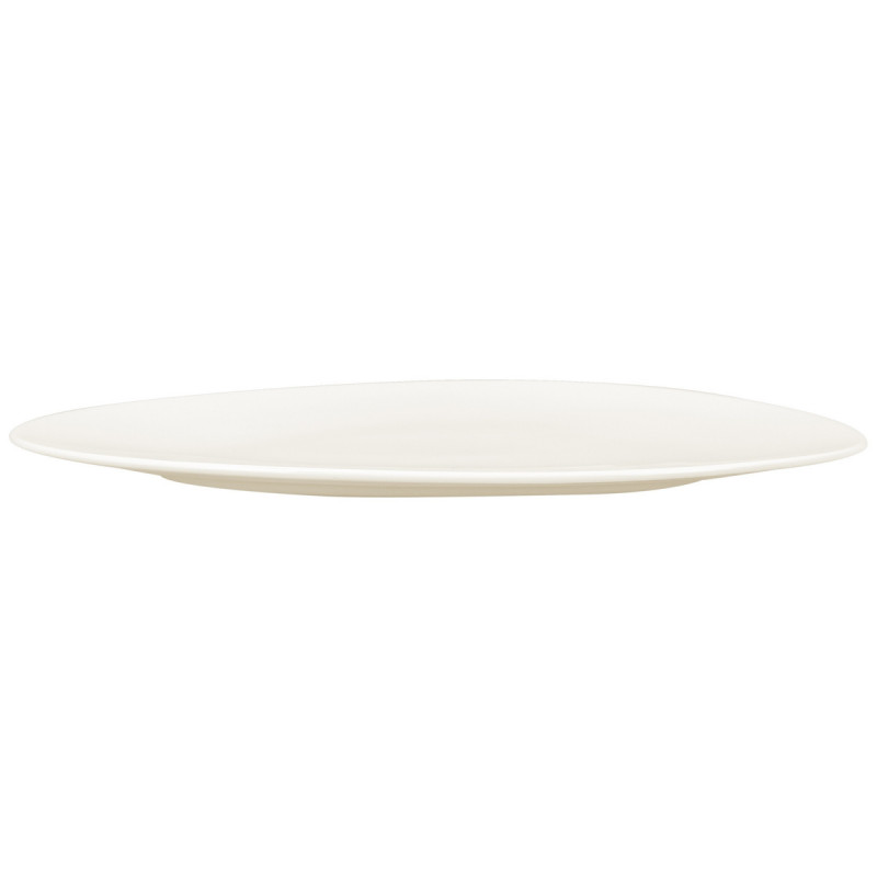 Assiette plate ovale ivoire porcelaine vitrifiée 32,8x25,1 cm Shaped Rak