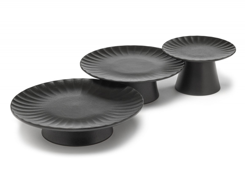 Présentoir à pâtisserie rond noir grès émaillé Ø 15 cm Inku Serax