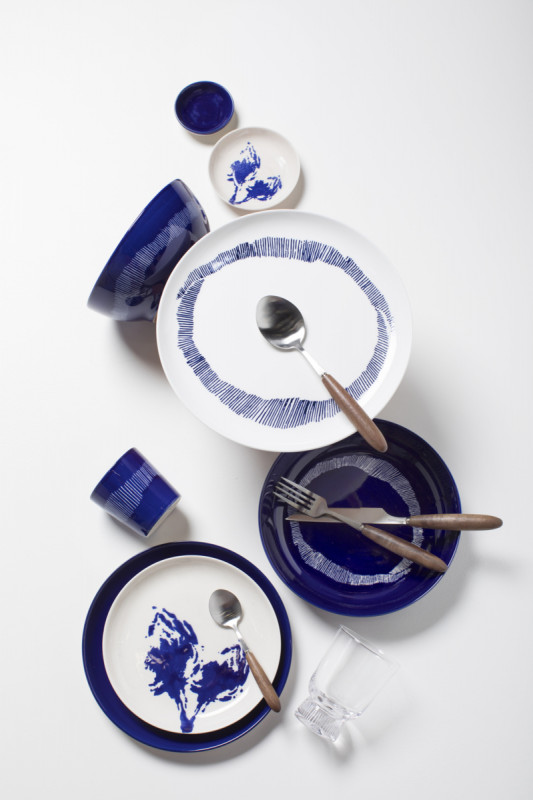 Assiette plate rond lapis lazuli poivron blanc grès émaillé Ø 19 cm Feast By Ottolenghi Serax