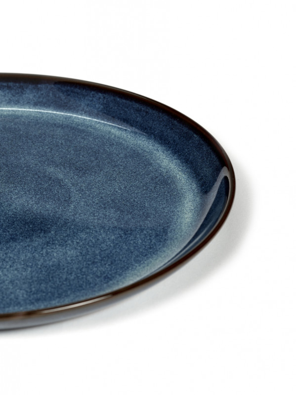 Assiette coupe rond bleu foncé émaillé grès émaillé Ø 23,5 cm Pure Blue Serax