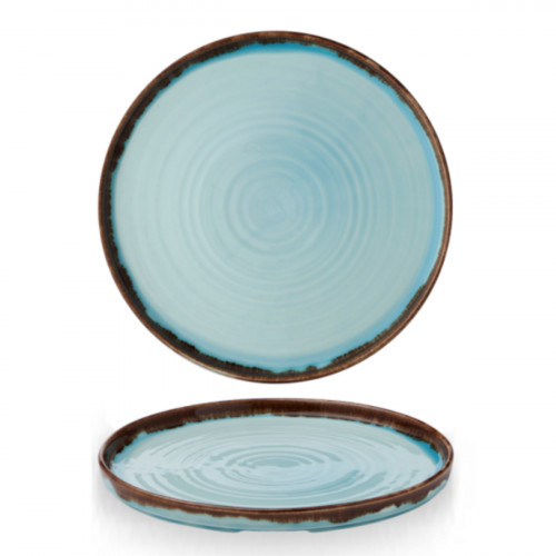 Assiette à bord droit rond turquoise porcelaine vitrifiée Ø 26 cm Harvest Dudson