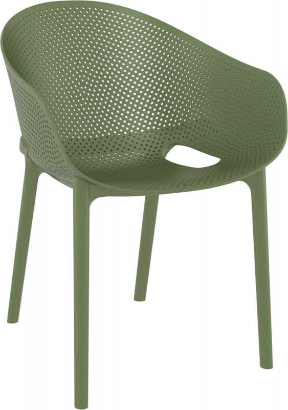 Fauteuil de terrasse vert olive 81x54x60 cm Sky