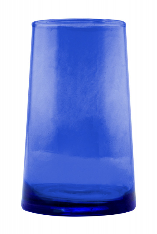 Gobelet forme haute en verre recyclé soufflé bouche bleu 33 cl Lily  Pro.mundi - ECOTEL CAEN
