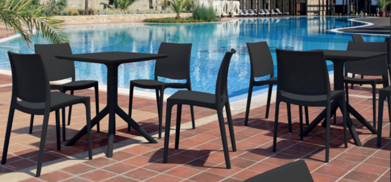 Pack 2 tables KYS et 4 chaises MAYA noir Pack