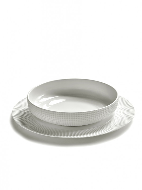 Plat rond blanc porcelaine bone china Ø 21 cm Nido Serax