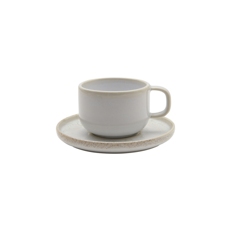 Sous tasse à thé rond beige grès émaillé Ø 14 cm Sand Accolade