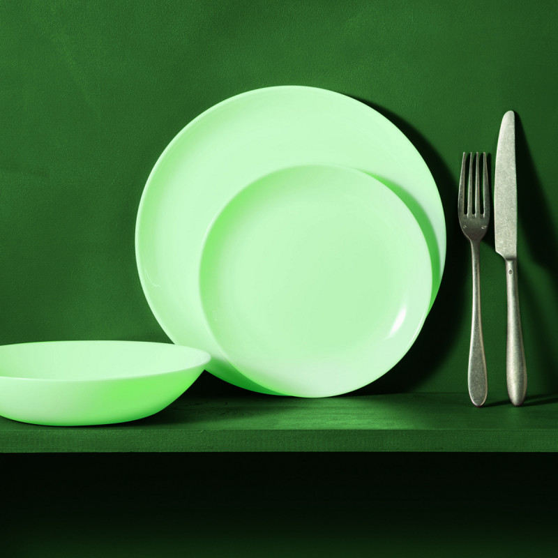 Assiette coupe creuse rond vert verre opal Ø 20 cm Diwali Luminarc