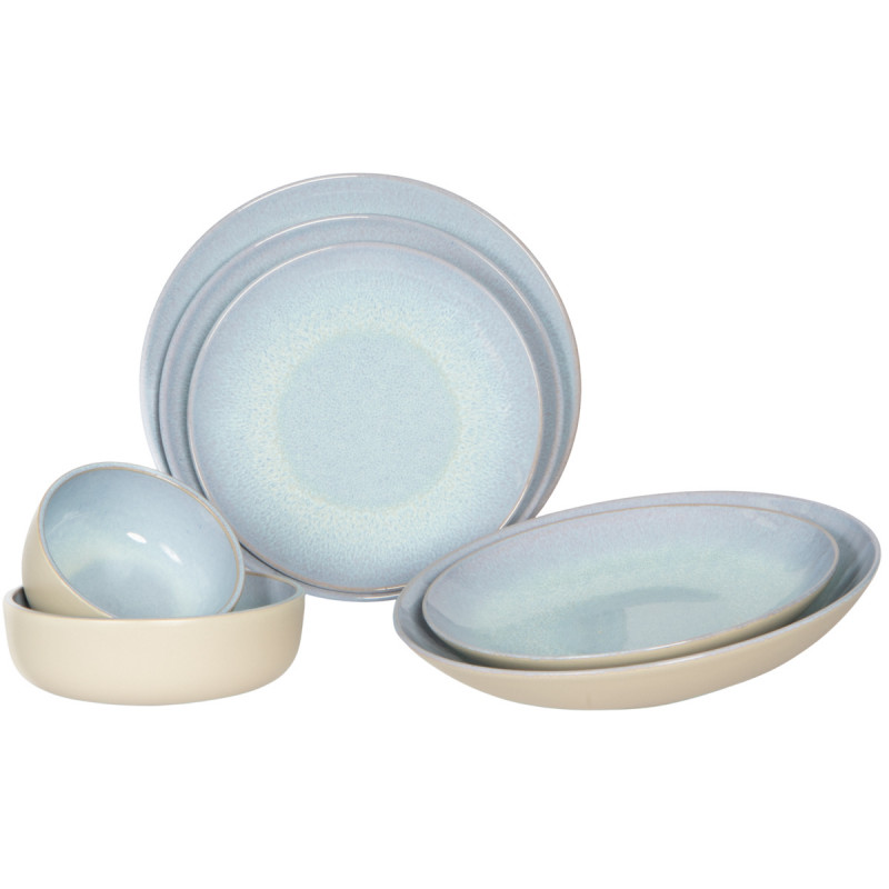 Assiette coupe creuse rond bleu porcelaine Ø 23 cm Azure Accolade