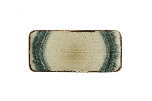 Assiette plate organique rectangulaire Linen porcelaine vitrifiée 34,6x15,6 cm Flare Dudson